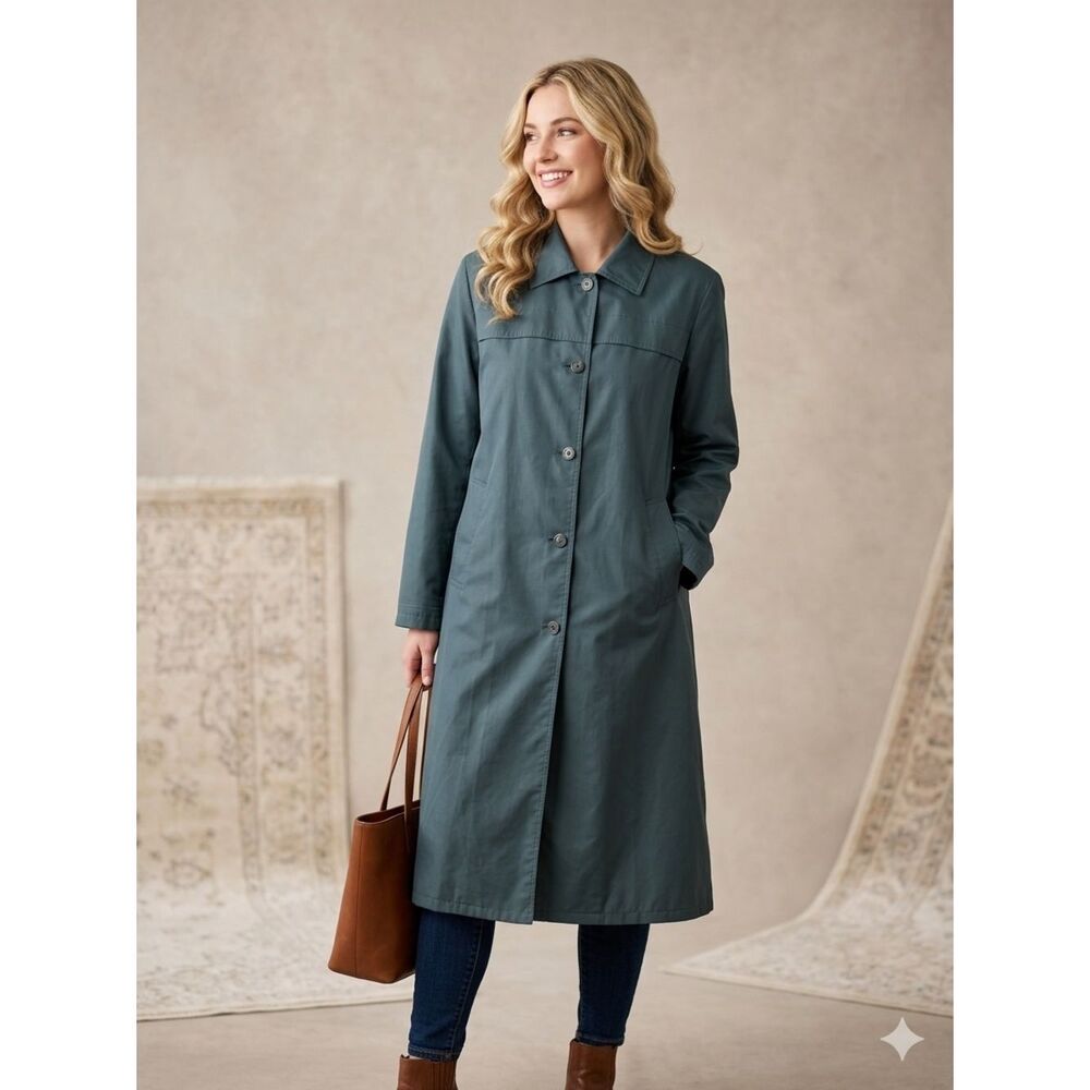 Vintage Claude Harvey Emerald Green Trench Rain Coat Paris OS